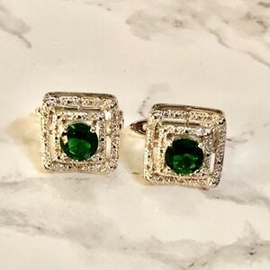 Farah Jewelry Green and Silver Earrings
